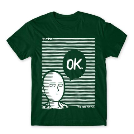 Saitama – OK Bottle Green Men's Tee for Anime, One Punch Man