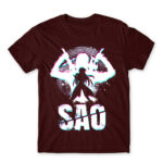 SAO Silhouette Burgundy Men's Tee for Anime, Sword Art Online