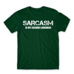 Sarcasm second language Bottle Green Men's Tee for Funny, Sarcastic Humour