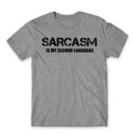 Sarcasm second language Grey Melange Men's T-shirt for Funny, Sarcastic Humour