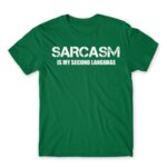 Sarcasm second language Kelly Green Men's T-shirt for Funny, Sarcastic Humour