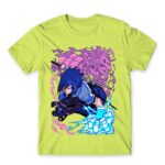 Sasuke Attack Apple Green Men's Tee for Anime, Naruto