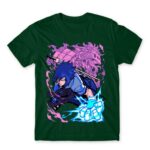 Sasuke Attack Bottle Green Men's T-shirt for Anime, Naruto