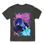 Sasuke Attack Dark Grey Men's T-shirt for Anime, Naruto