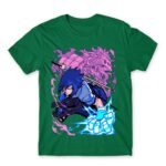 Sasuke Attack Kelly Green Men's T-shirt for Anime, Naruto