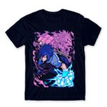 Sasuke Attack Navy Men's T-shirt for Anime, Naruto