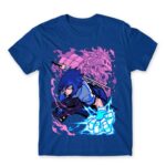 Sasuke Attack Royal Blue Men's Tee for Anime, Naruto