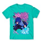Sasuke Attack Turquoise Men's T-shirt for Anime, Naruto