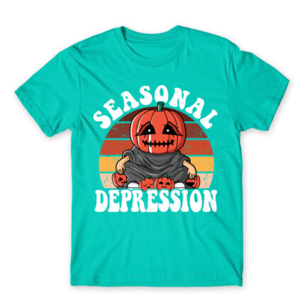Seasonal depression pumpkin Turquoise Men's Tee for Funny, Seasonal Depression