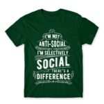 Selectively social Bottle Green Men's T-shirt for Antisocial, Funny
