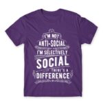 Selectively social Dark Purple Men's Tee for Antisocial, Funny