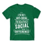 Selectively social Kelly Green Men's Tee for Antisocial, Funny