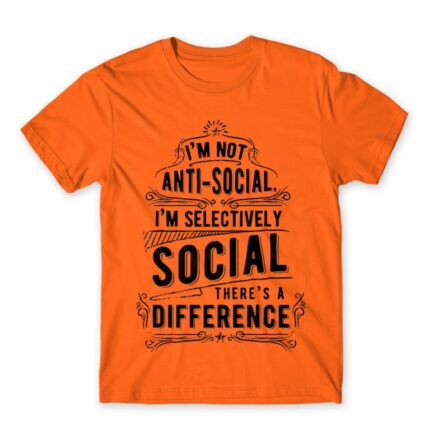 Selectively social Orange Men's Tee for Antisocial, Funny