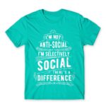 Selectively social Turquoise Men's T-shirt for Antisocial, Funny