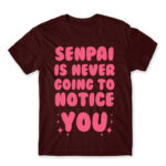 Senpai won’t notice Burgundy Men's T-shirt for Anime, Senpai