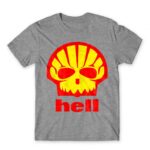 Shell Hell Grey Melange Men's T-shirt for Brand Parody, Funny