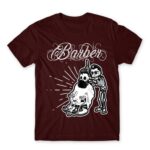 Skeleton barber Burgundy Men's Tee for Hairdresser, Work