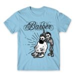 Skeleton barber Sky Blue Men's T-shirt for Hairdresser, Work