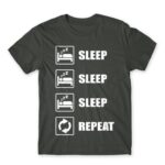 Sleep sleep sleep repeat Dark Grey Men's Tee for Funny, Laziness