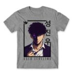 Solo Leveling – Jinwoo Grey Melange Men's T-shirt for Anime, Solo Leveling