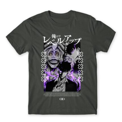 Solo Leveling Manga Dark Grey Men's T-shirt for Anime, Solo Leveling