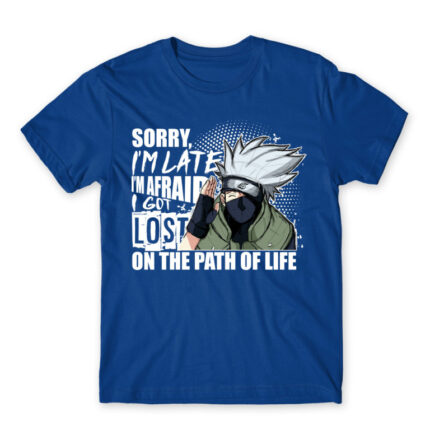 Sorry I’m late – Kakashi Royal Blue Men's T-shirt for Anime, Naruto