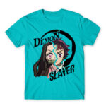 Tanjiro and Nezuko Atoll Blue Men's Tee for Anime, Kimetsu No Yaiba