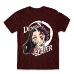 Tanjiro and Nezuko Burgundy Men's T-shirt for Anime, Kimetsu No Yaiba