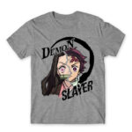 Tanjiro and Nezuko Grey Melange Men's T-shirt for Anime, Kimetsu No Yaiba