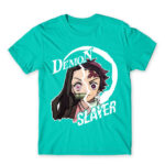 Tanjiro and Nezuko Turquoise Men's T-shirt for Anime, Kimetsu No Yaiba