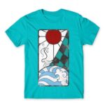 Tanjiro earning Atoll Blue Men's T-shirt for Anime, Kimetsu No Yaiba