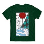 Tanjiro earning Bottle Green Men's Tee for Anime, Kimetsu No Yaiba