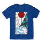 Tanjiro earning Royal Blue Men's T-shirt for Anime, Kimetsu No Yaiba