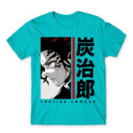 Tanjiro Kamado – Minimal Atoll Blue Men's T-shirt for Anime, Kimetsu No Yaiba
