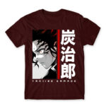Tanjiro Kamado – Minimal Burgundy Men's Tee for Anime, Kimetsu No Yaiba