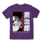 Tanjiro Kamado – Minimal Dark Purple Men's Tee for Anime, Kimetsu No Yaiba