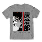 Tanjiro Kamado – Minimal Grey Melange Men's T-shirt for Anime, Kimetsu No Yaiba