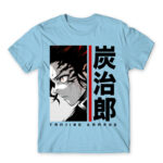 Tanjiro Kamado – Minimal Sky Blue Men's T-shirt for Anime, Kimetsu No Yaiba