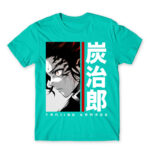 Tanjiro Kamado – Minimal Turquoise Men's T-shirt for Anime, Kimetsu No Yaiba