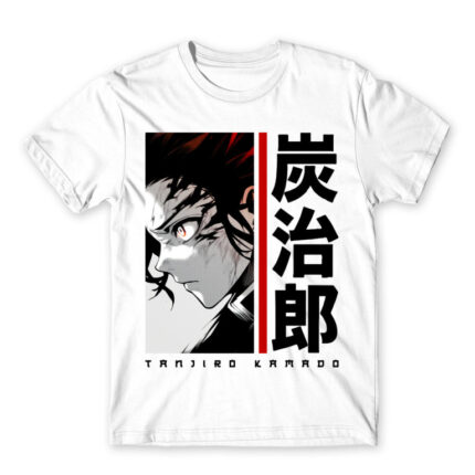 Tanjiro Kamado – Minimal White Men's Tee for Anime, Kimetsu No Yaiba