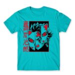 Tanjiro Mask Atoll Blue Men's Tee for Anime, Kimetsu No Yaiba