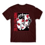 Tanjiro Mask Burgundy Men's Tee for Anime, Kimetsu No Yaiba
