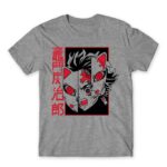 Tanjiro Mask Grey Melange Men's T-shirt for Anime, Kimetsu No Yaiba