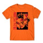 Tanjiro Mask Orange Men's T-shirt for Anime, Kimetsu No Yaiba