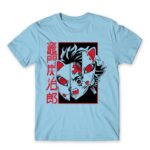 Tanjiro Mask Sky Blue Men's Tee for Anime, Kimetsu No Yaiba