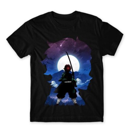 Tanjiro silhouette Black Men's T-shirt for Anime, Kimetsu No Yaiba