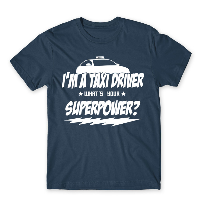 Taxi Driver Superpower Denim Men's T-shirt for Taxi Driver, Work