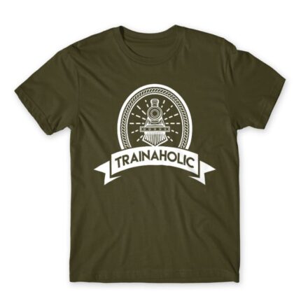 Trainaholic Army Men's T-shirt for Train Conductor, Work