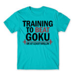 Training to beat Goku Atoll Blue Men's T-shirt for Anime, Dragon Ball