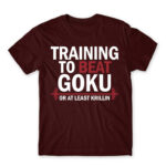 Training to beat Goku Burgundy Men's T-shirt for Anime, Dragon Ball